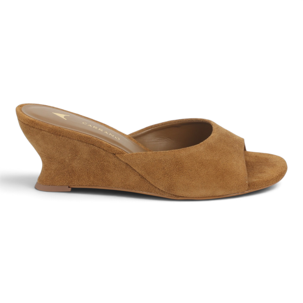 Carrano Leather Suede Wedge - Saddle