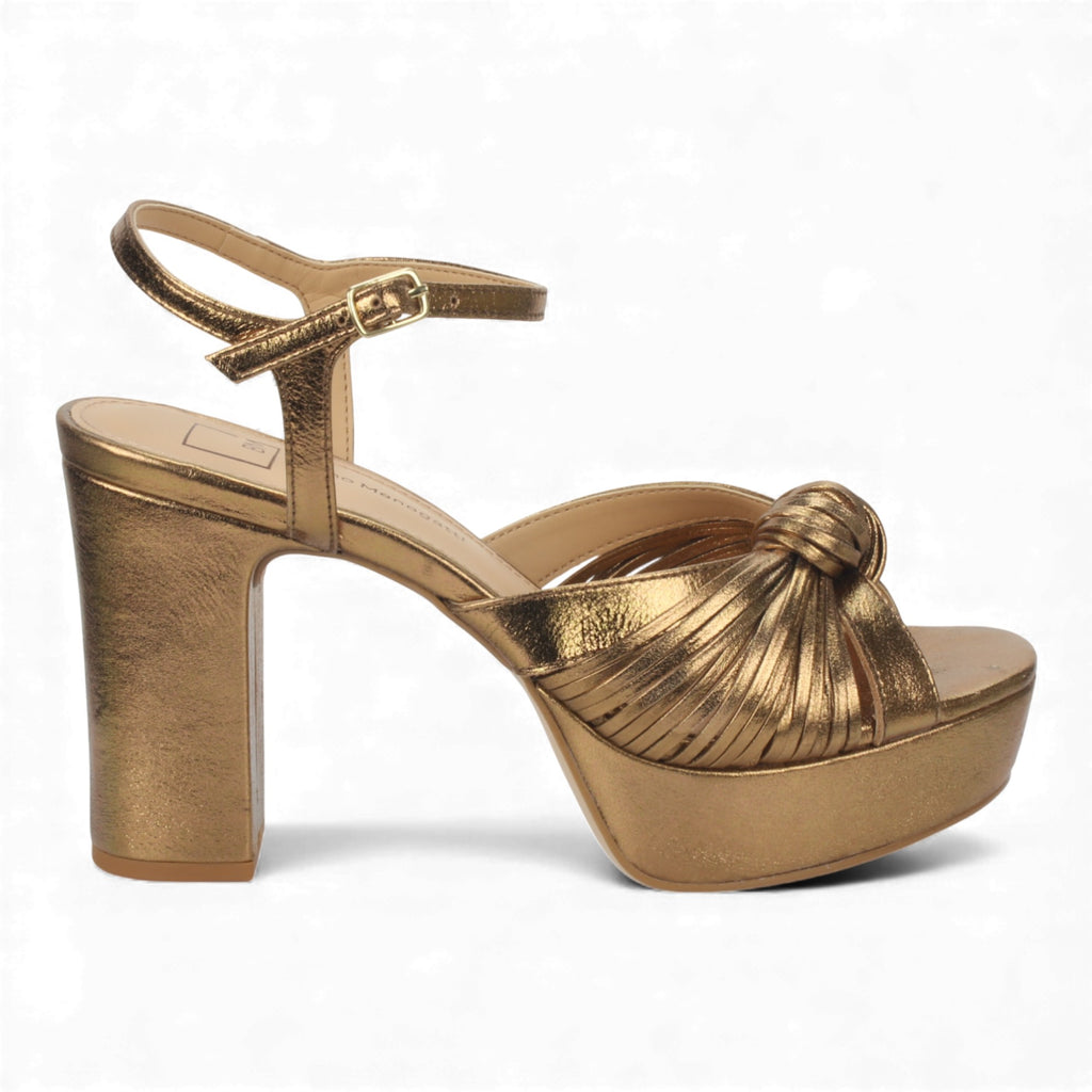 Bruno Menegatti Paola Leather Platform Dress Sandal - Bronze
