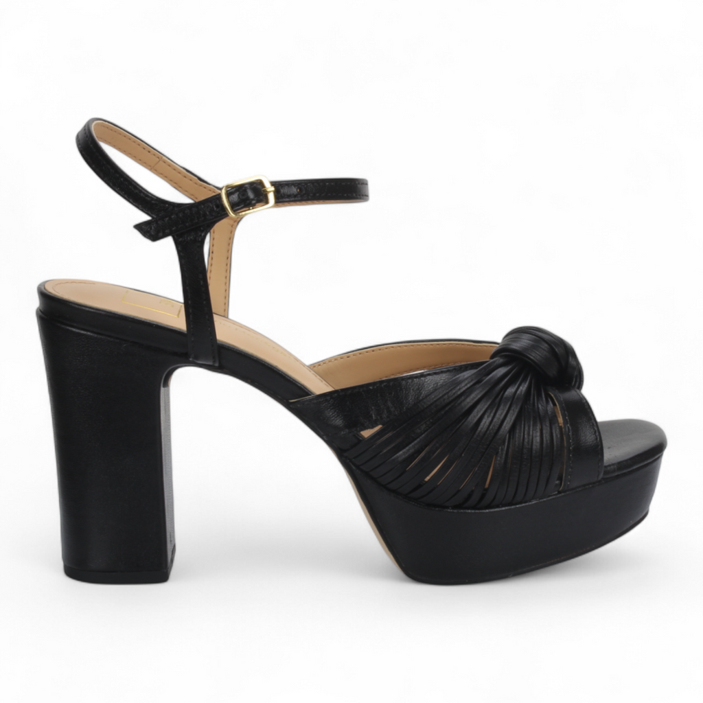 Bruno Menegatti Paola Leather Platform Dress Sandal - Black