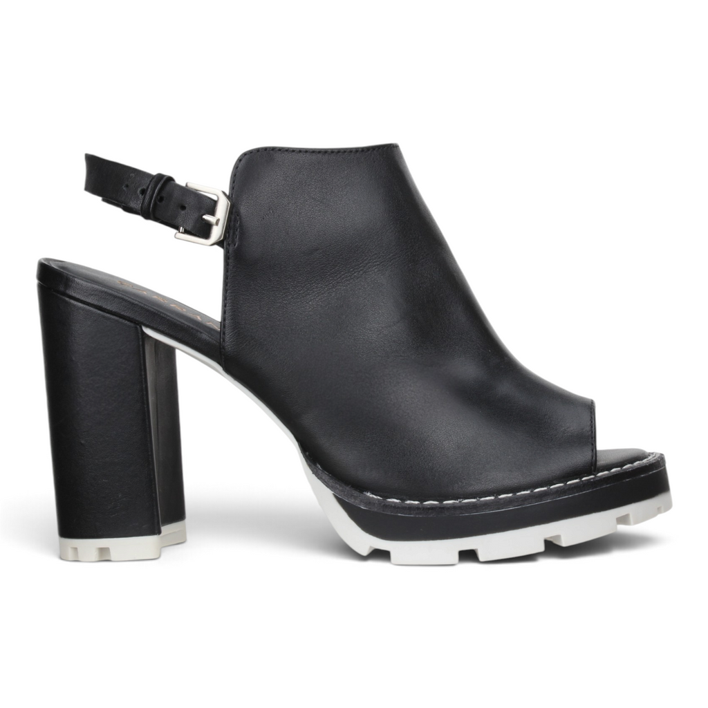 Carrano Luna Leather Tractor Sandal - Black Ice