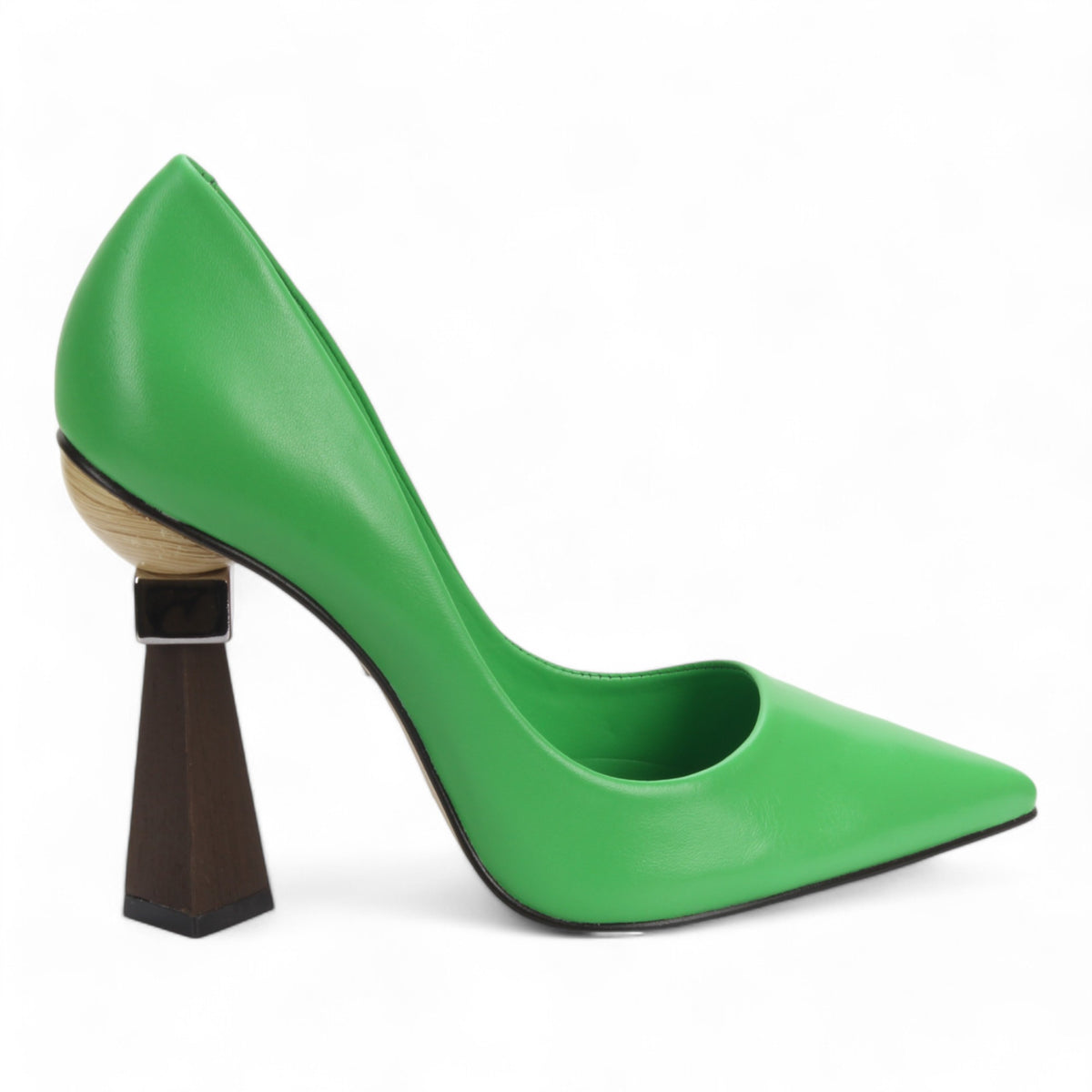 Carrano Leather Pump Geometric Heel - Green