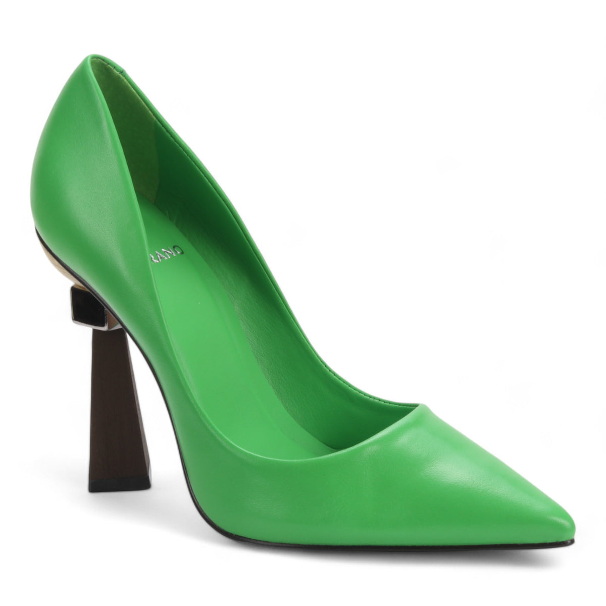 Carrano Leather Pump Geometric Heel - Green