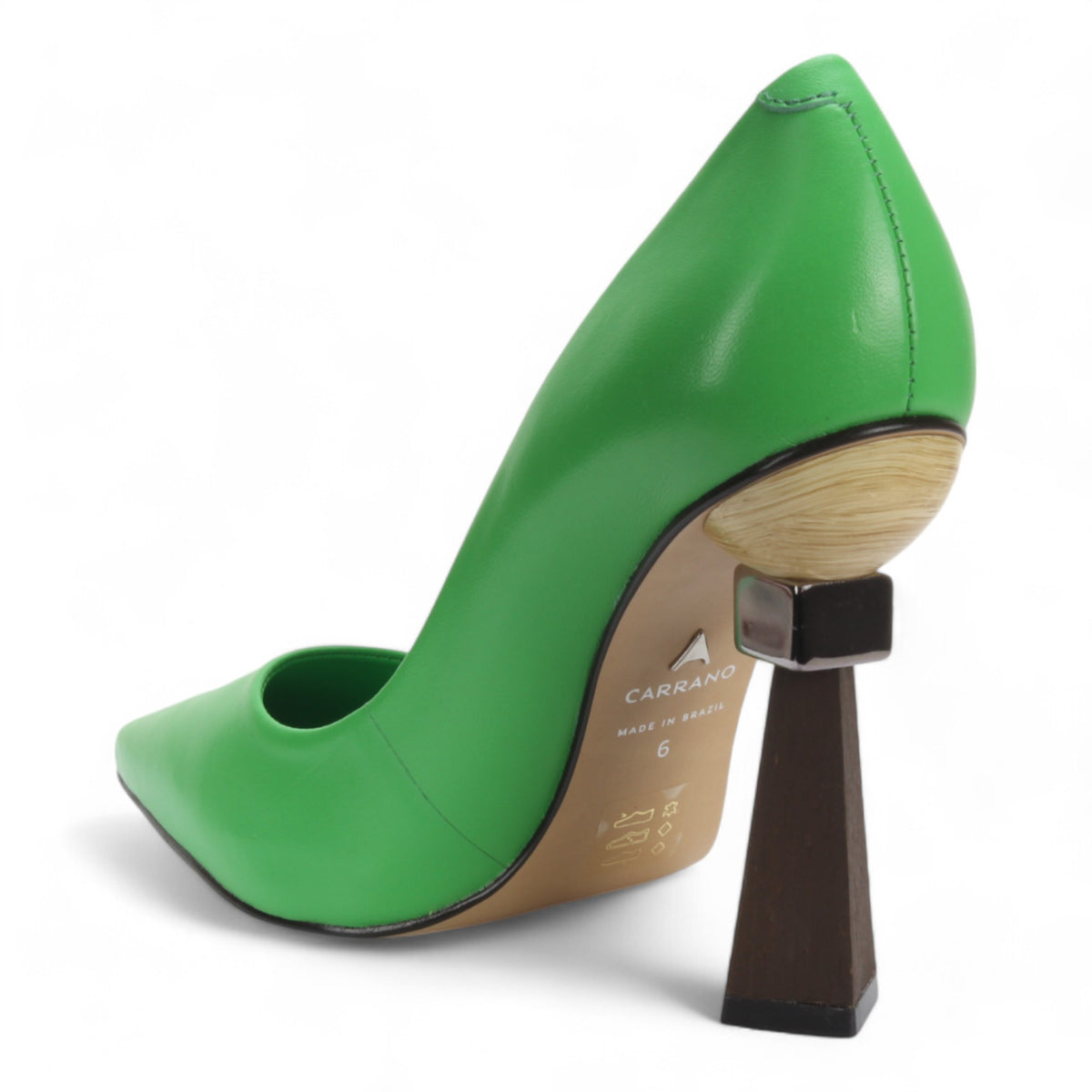 Carrano Leather Pump Geometric Heel - Green
