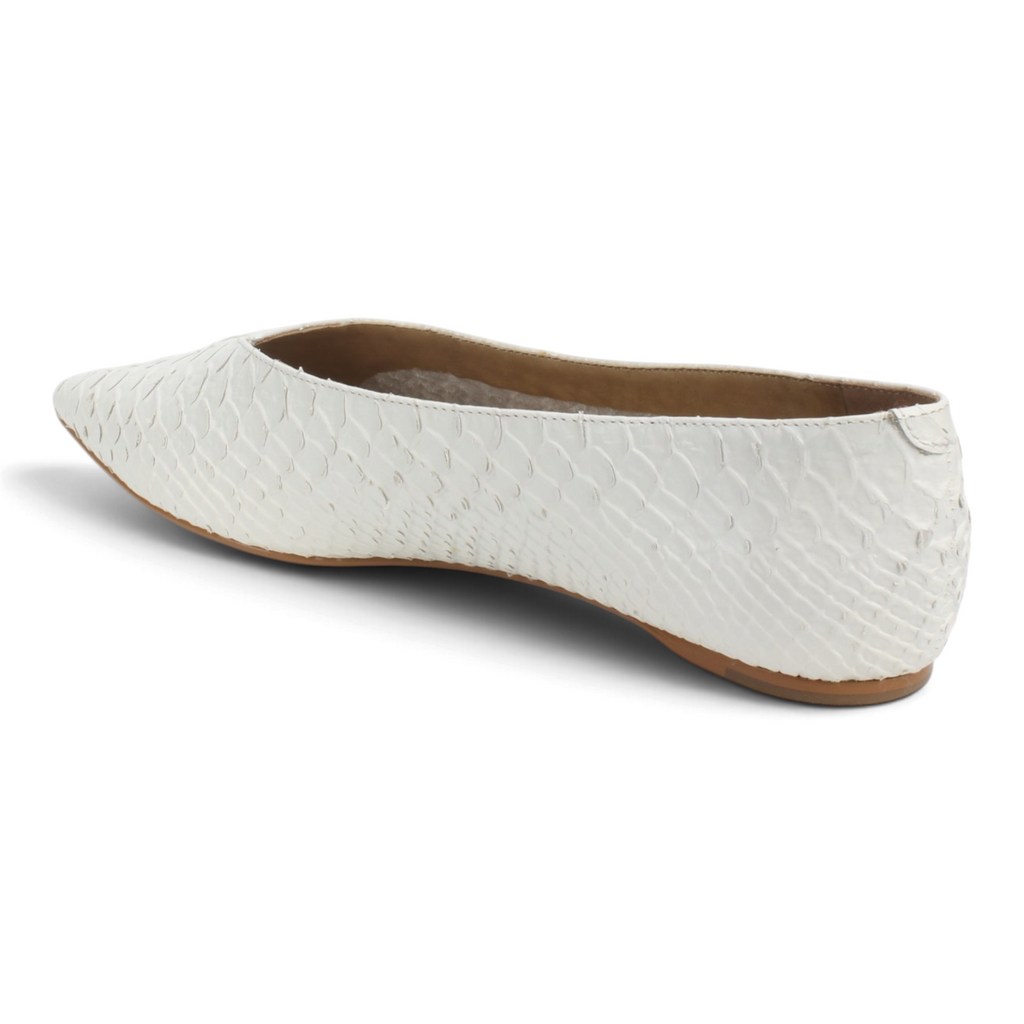 Carrano Camila Leather Flat Snake Skin Embossed - White