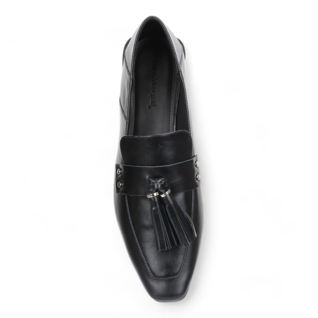 Bruno Menegatti Leather Loafer w/ Tassels - Black