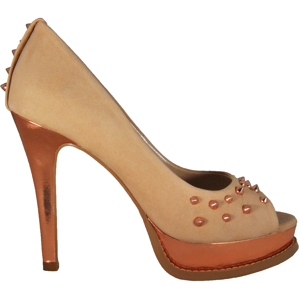 Bruno Menegatti Leather Peep-Toe Platform Pump - Peach Rose