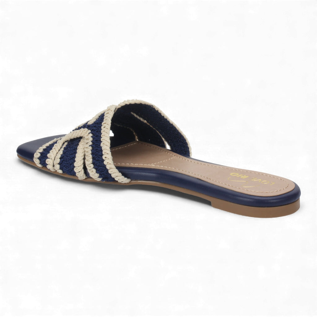 Love Rio Summer Slide Sandal Crochet - Navy