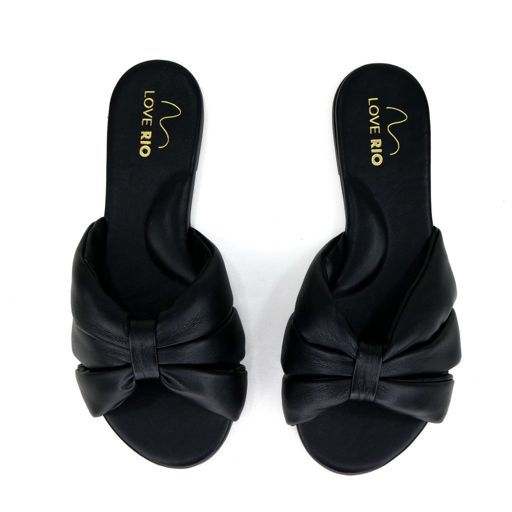 Love Rio Seaside Buzios Flat Slide Sandal - Black