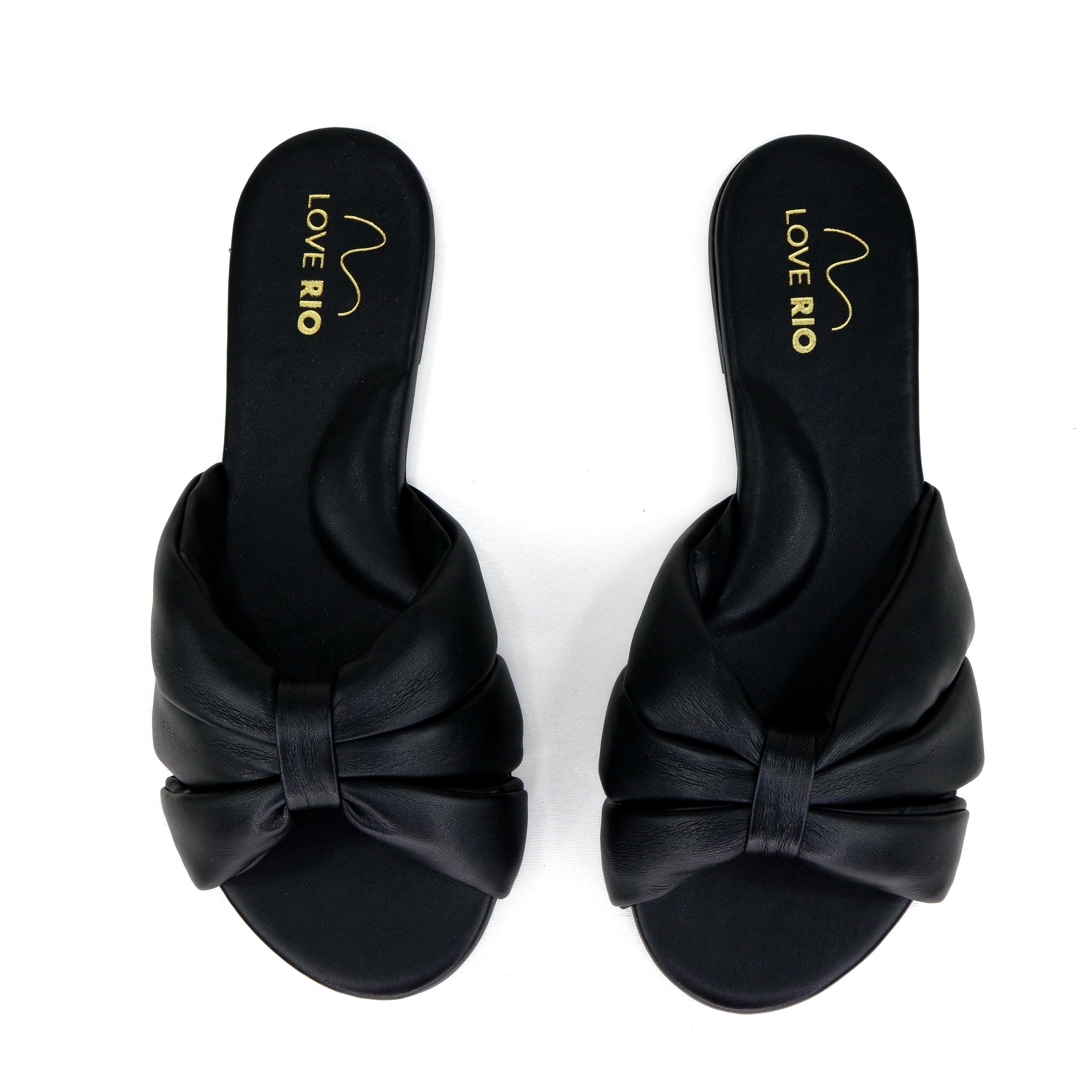 Love Rio Seaside Buzios Flat Slide Sandal - Black