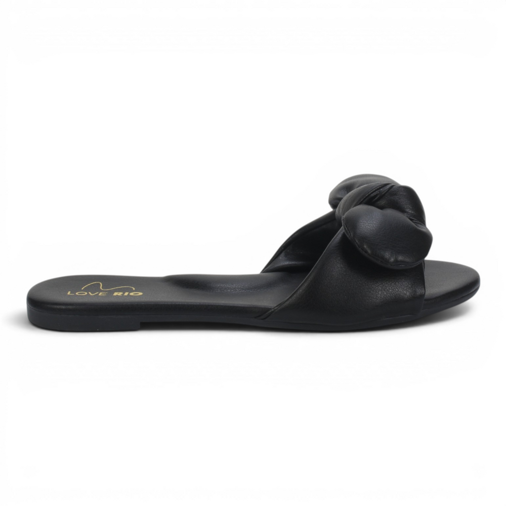 Love Rio Seaside Ipanema Flat Slide Bow Sandal - Black