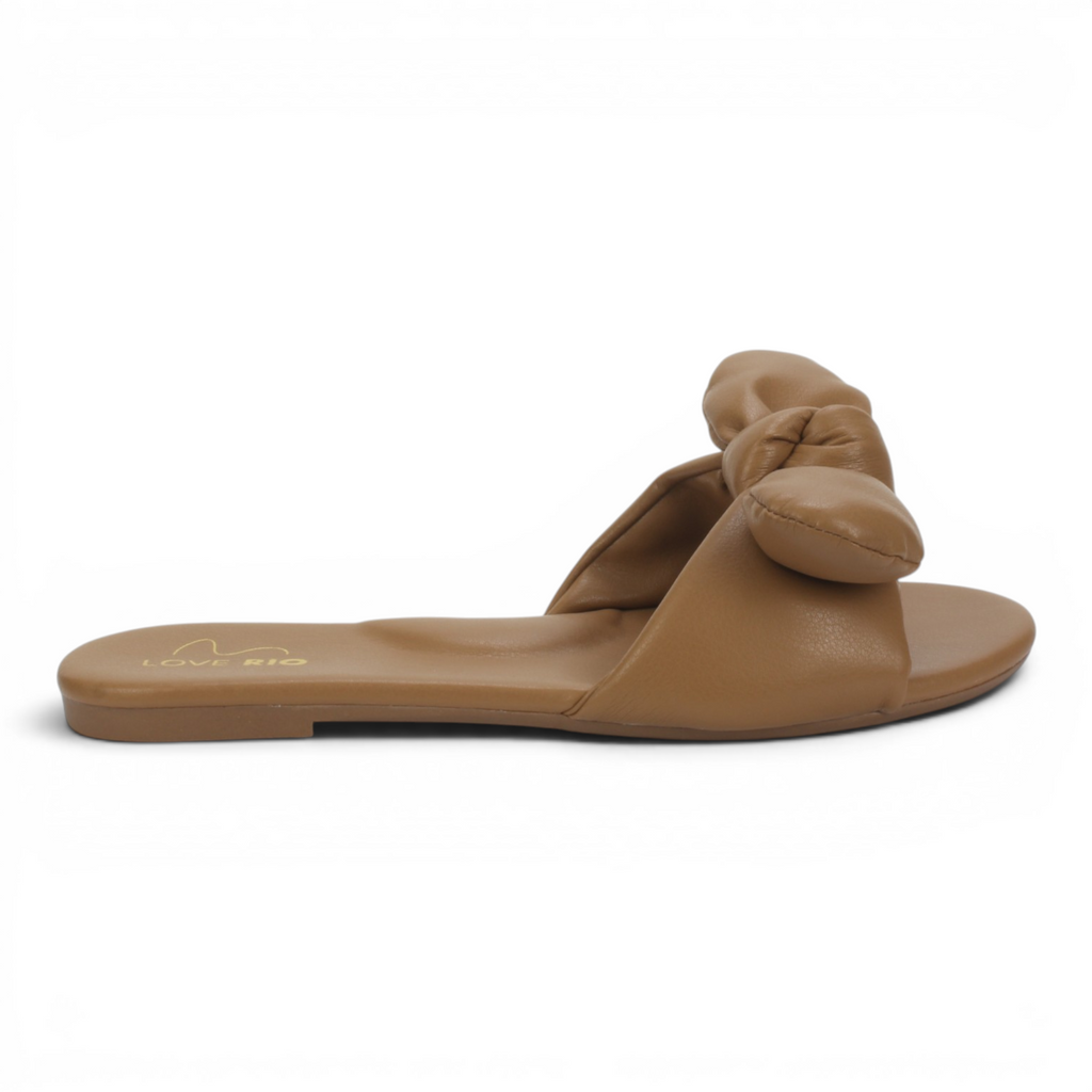 Love Rio Seaside Ipanema Flat Slide Bow Sandal - Mocha