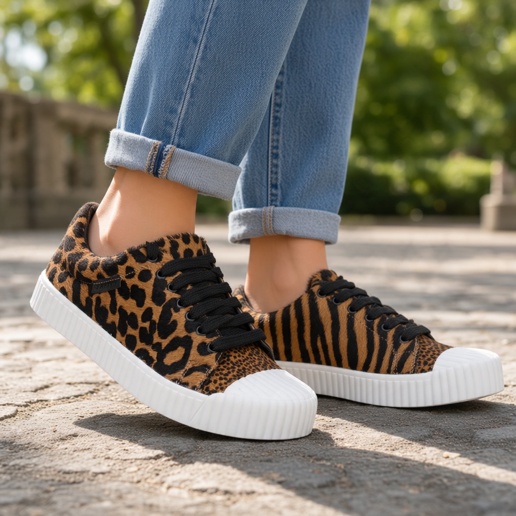 Carrano Leather Fur Sneakers - Calf Hair Leopard/Zebra