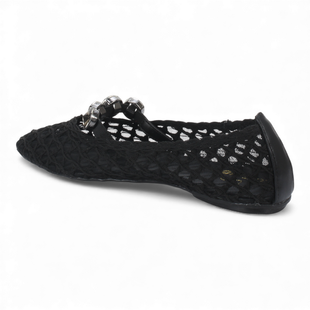 Love Rio Ballet Flats Stones Mesh - Black
