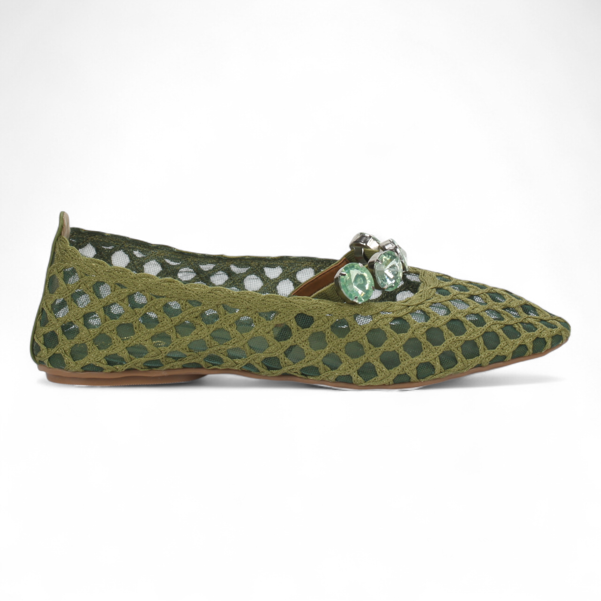 Love Rio Ballet Flats Stones Mesh - Olive