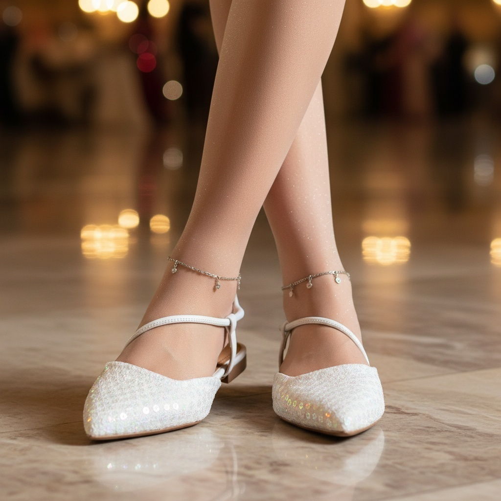 Bruno Menegatti Chantel Embellished Flats - Off White