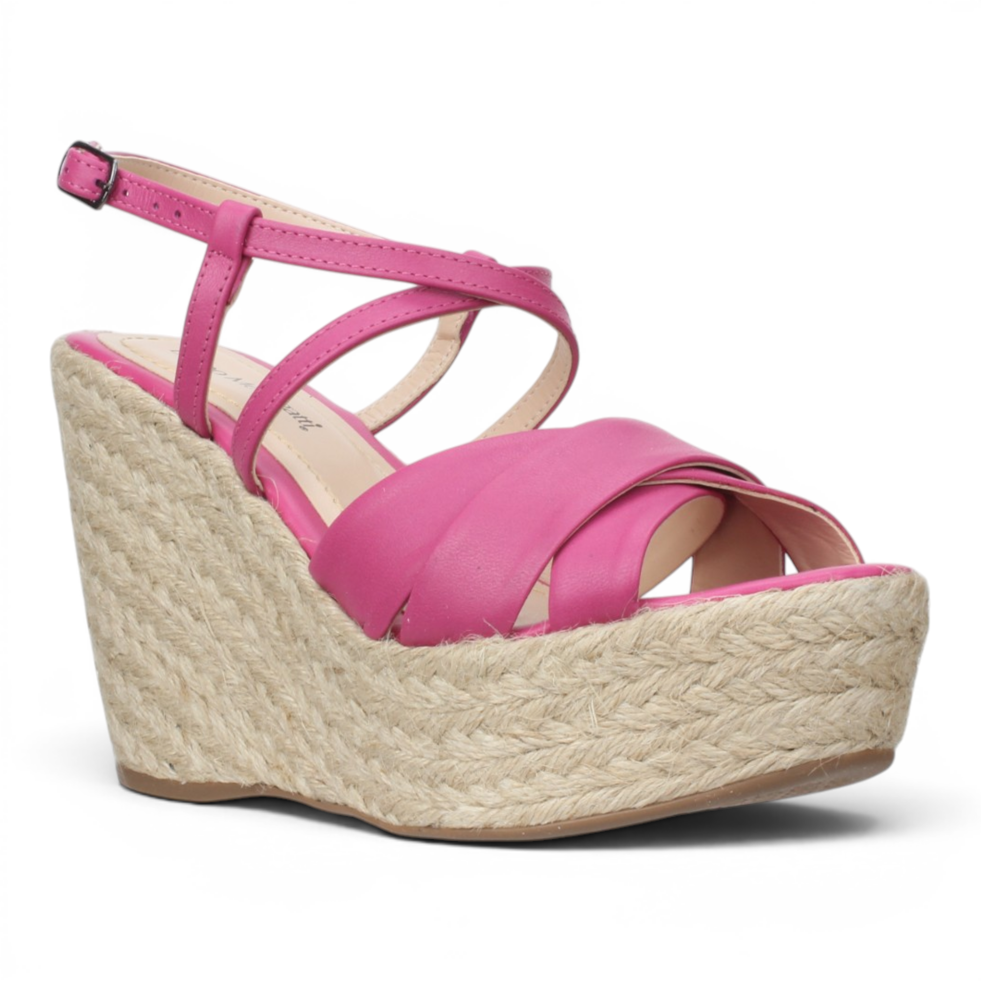 Bruno Menegatti Grace Ankle Strap Wedge Leather Sandal- Fucsia