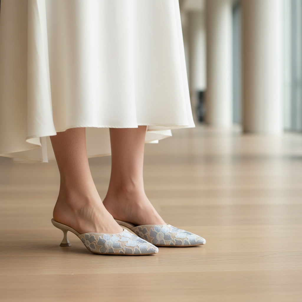 Bruno Menegatti Tabitha Embroidered Mule - Blue