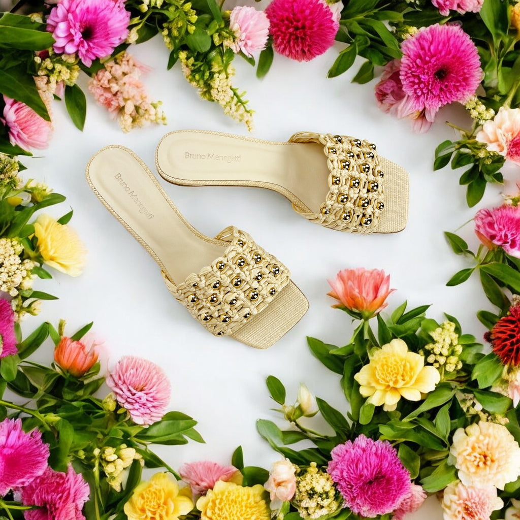 Bruno Menegatti Lulu Raffia Slide Sandal - Natural