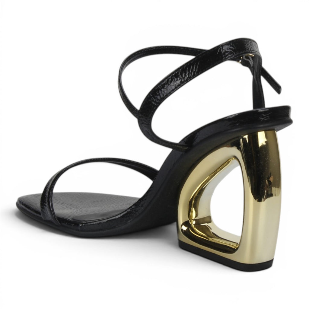 Bruno Menegatti Etna Patent Dress Sandal Sculpted Heel - Black