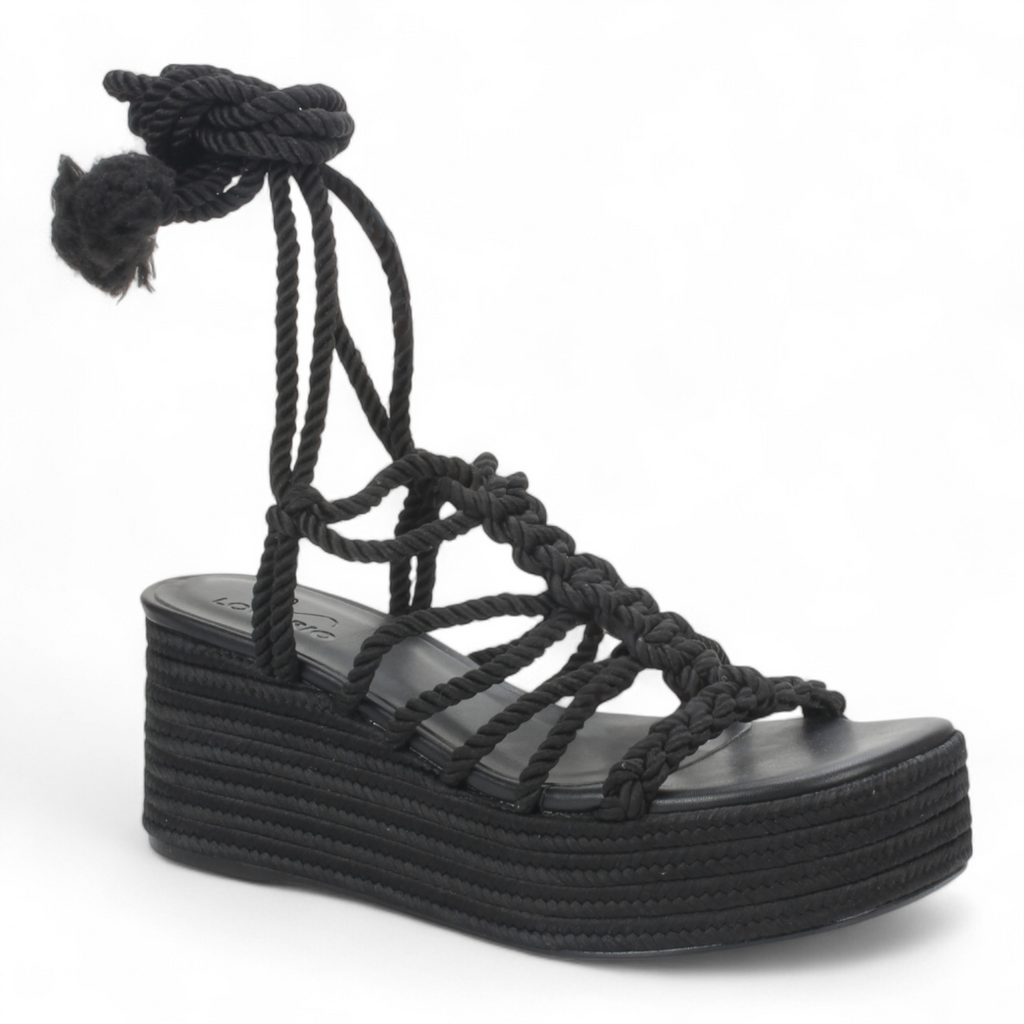 Love Rio Alexa Rope Wedge Sandal - Black