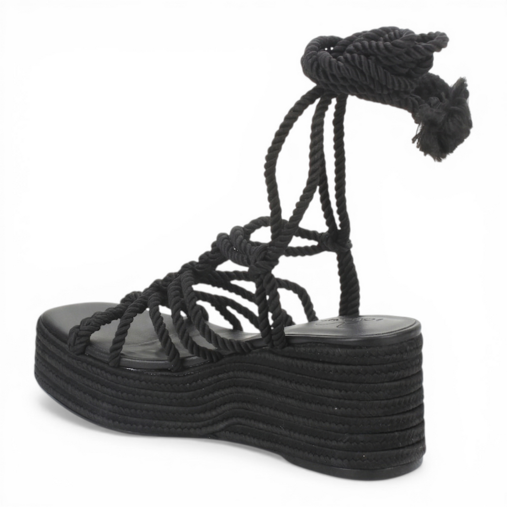 Love Rio Alexa Rope Wedge Sandal - Black