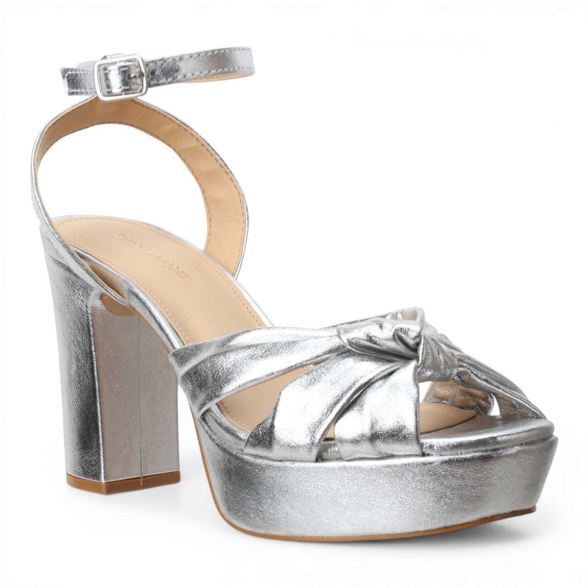 Bruno Menegatti Lauren Leather Dress Sandal - Silver