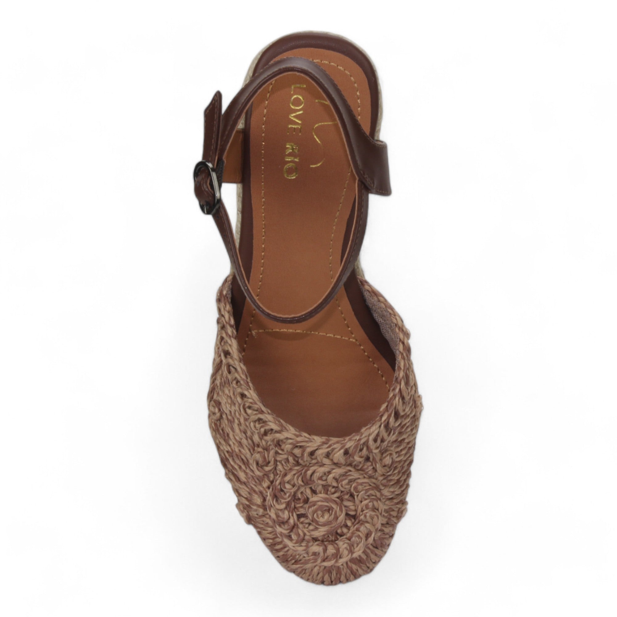 Love Rio Thara Espadrille Crochet Wedge - Chocolate Mousse