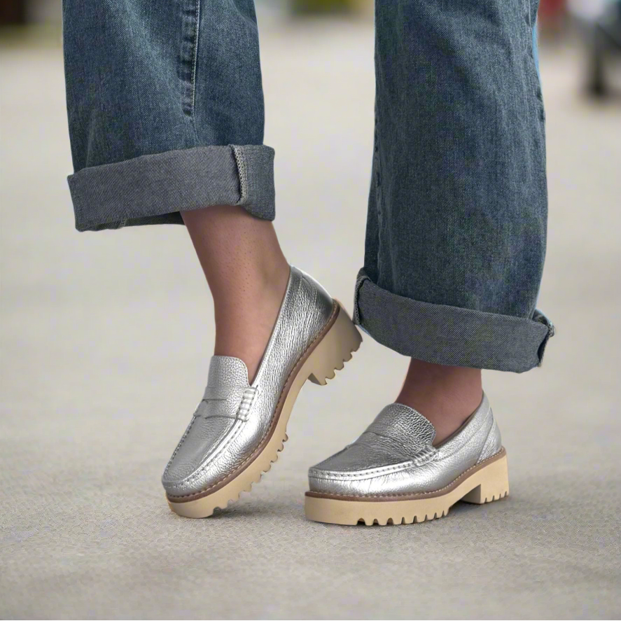 Bruno Menegatti Carrera Leather Loafer Metallic - Silver