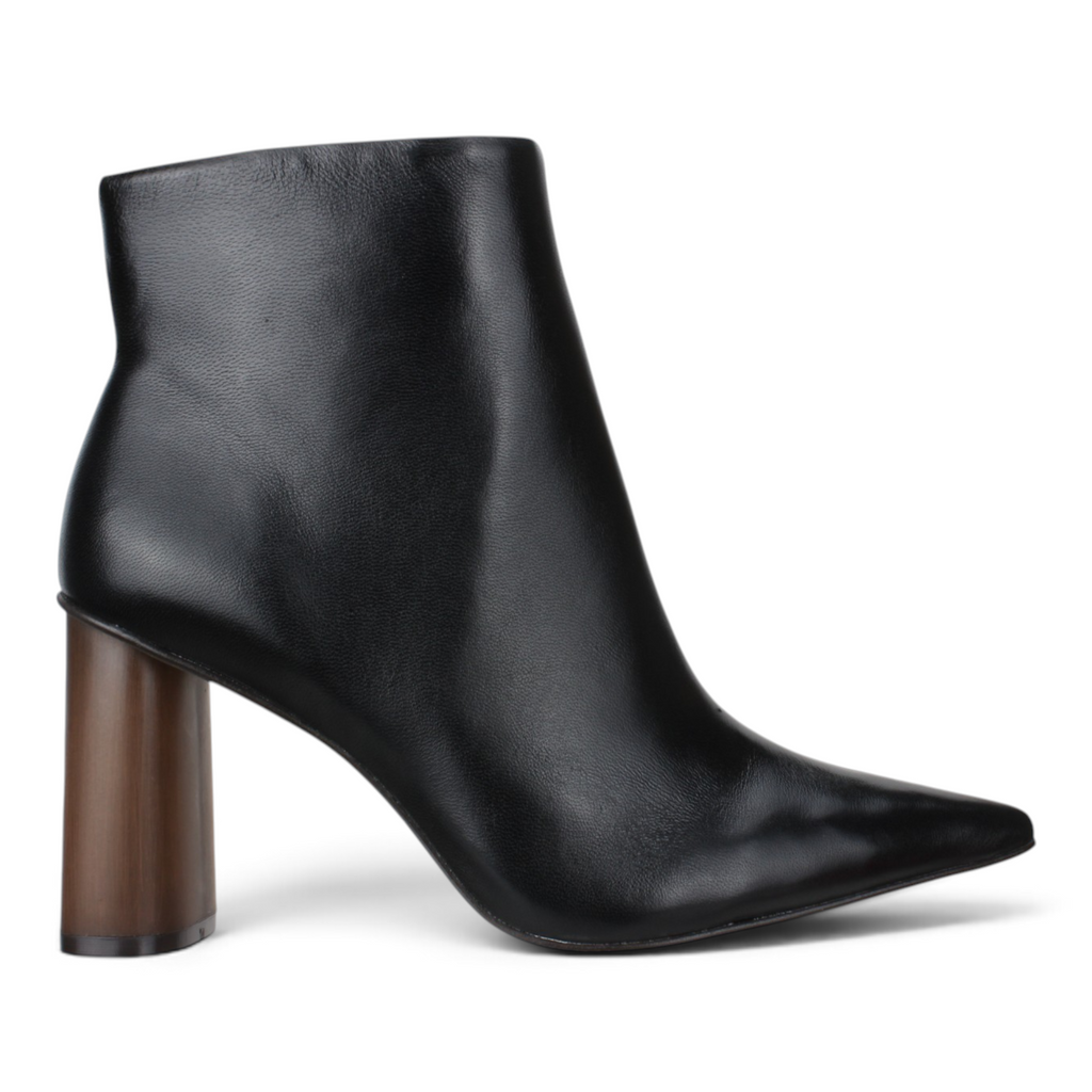 Carrano Anna Wooden Heel Leather Bootie-Black