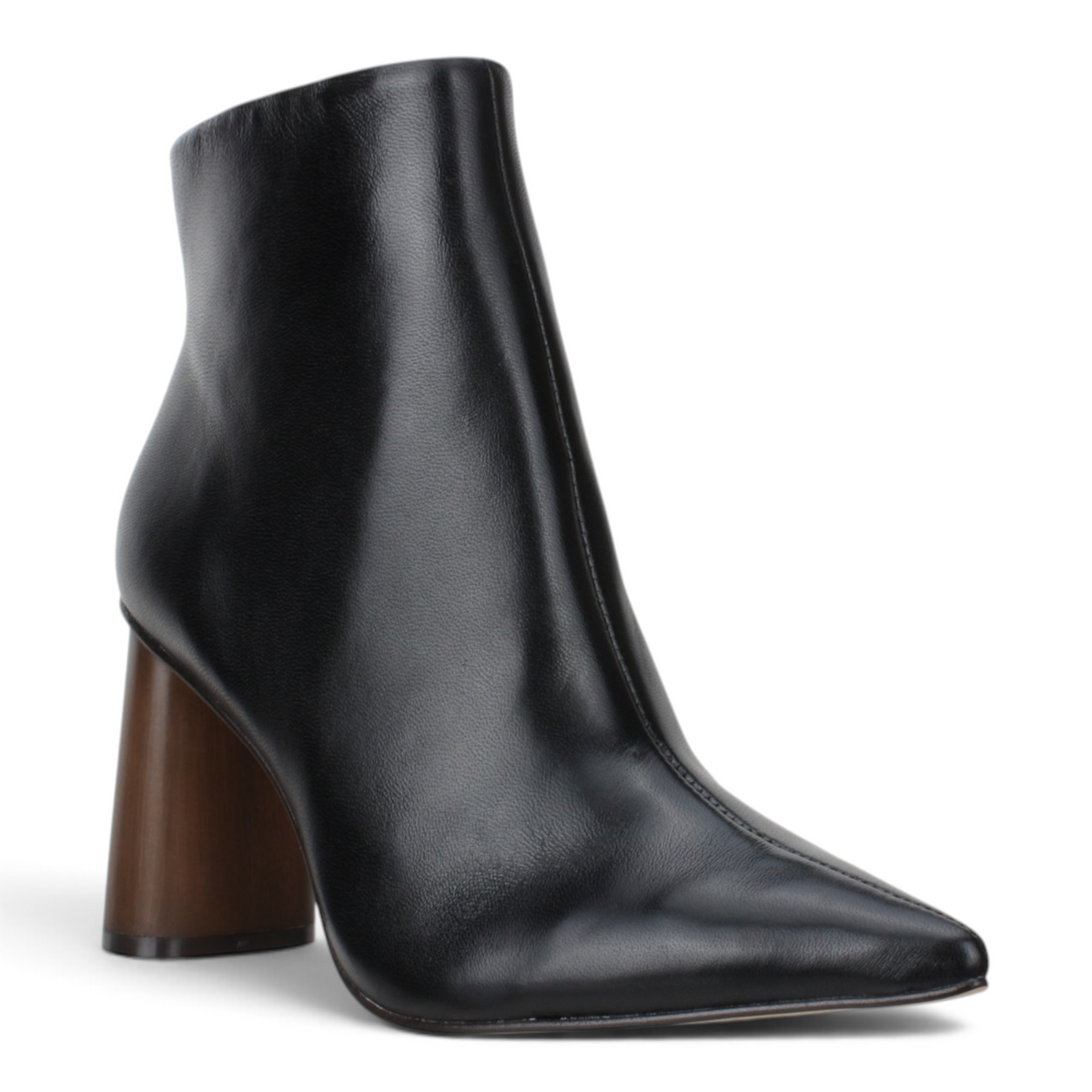 Carrano Anna Wooden Heel Leather Bootie-Black
