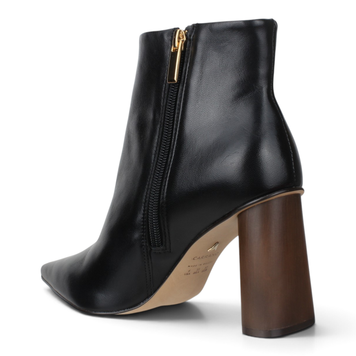 Carrano Anna Wooden Heel Leather Bootie-Black