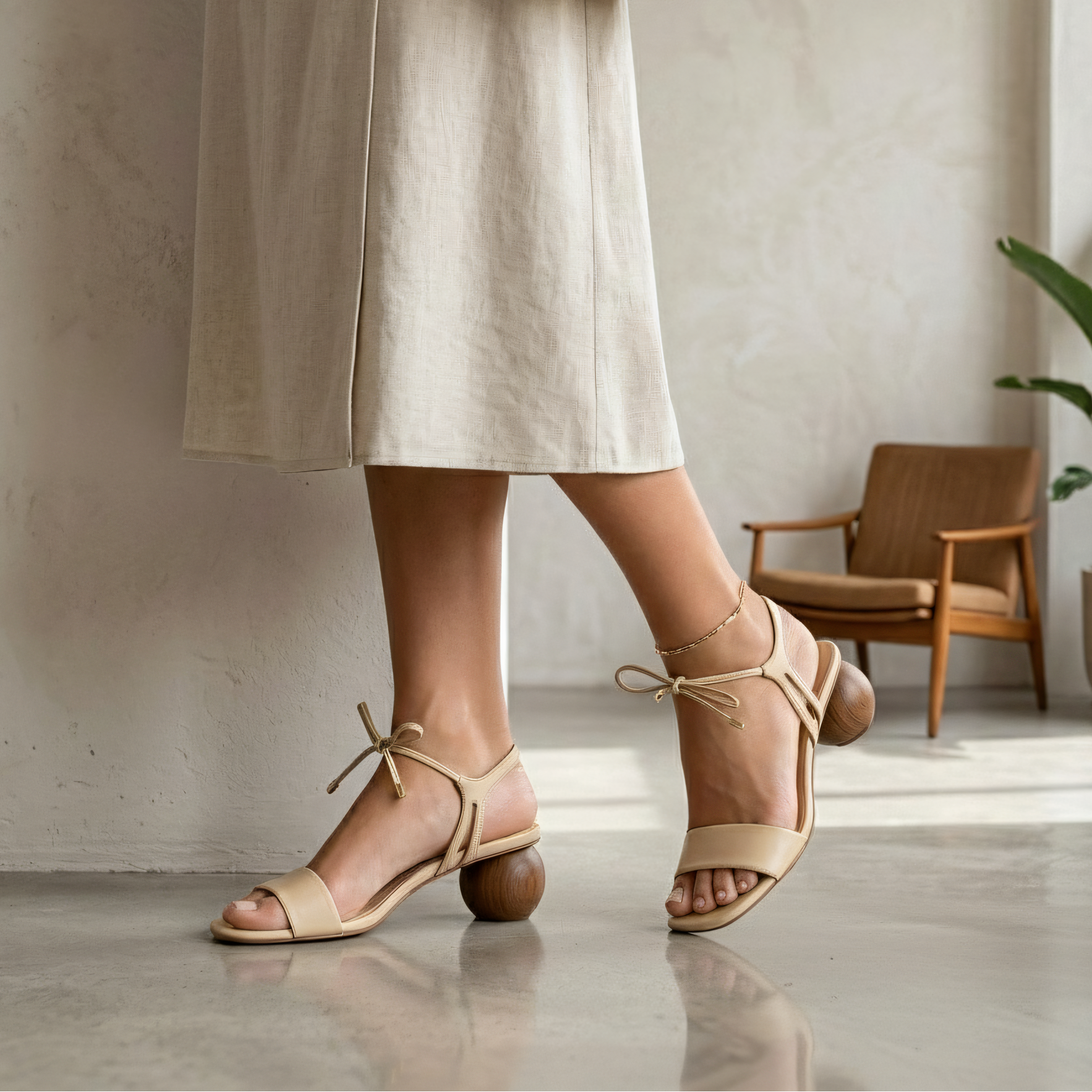 Bruno Menegatti Annette Leather Sandal - Cream