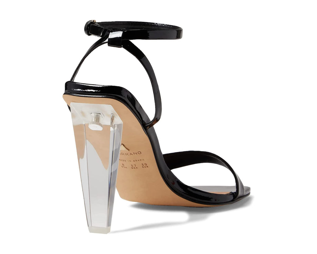 Carrano Transparent Heel Leather Sandal - Black