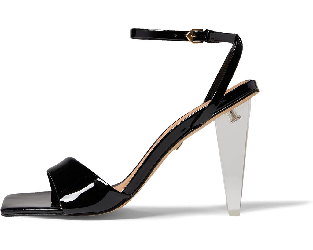 Carrano Transparent Heel Leather Sandal - Black