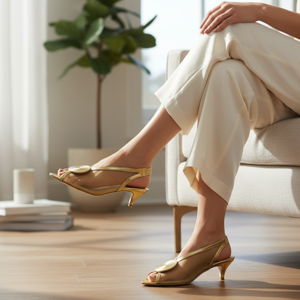 Bruno Menegatti Zoe Slingback Leather/Mesh - Gold