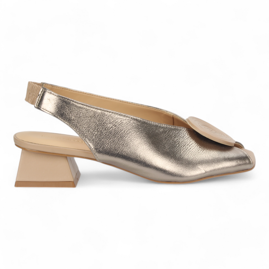 Bruno Menegatti Carah Sling back Leather Pump - Pewter Nude