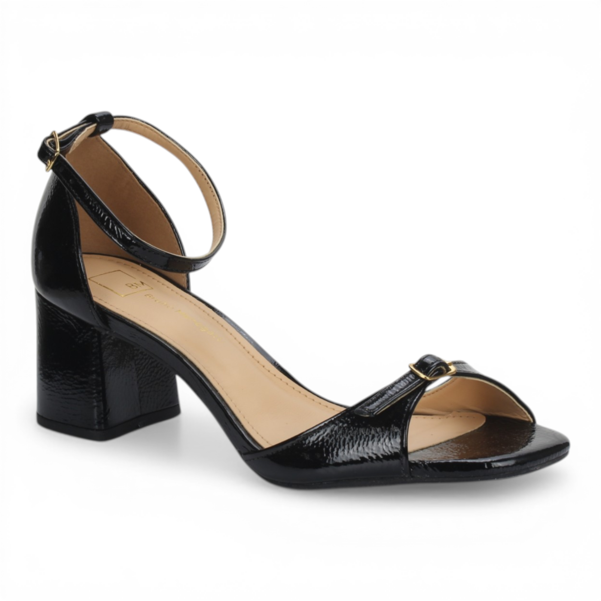 Bruno Menegatti Kim Patent Leather Ankle Strap Sandal - Black
