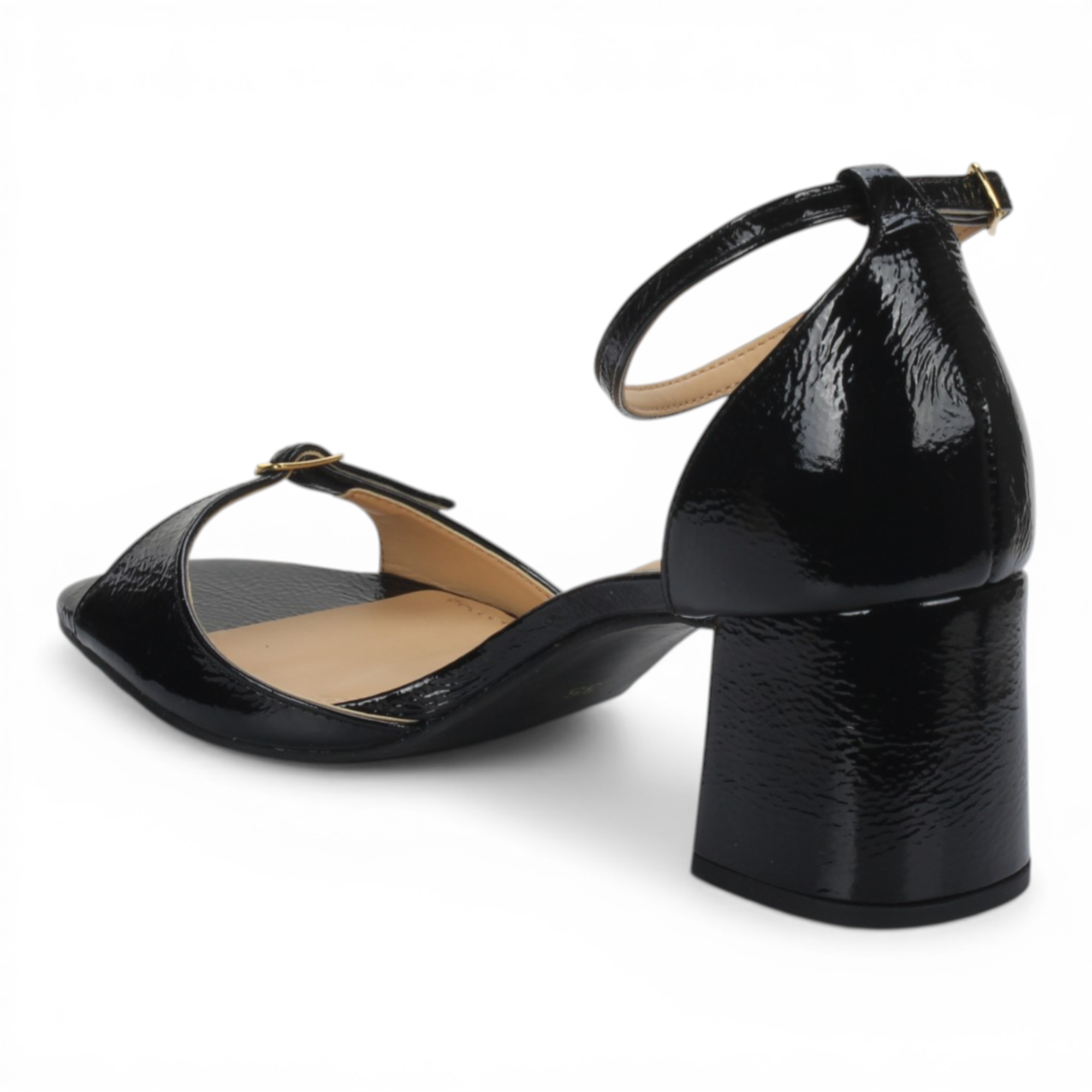 Bruno Menegatti Kim Patent Leather Ankle Strap Sandal - Black