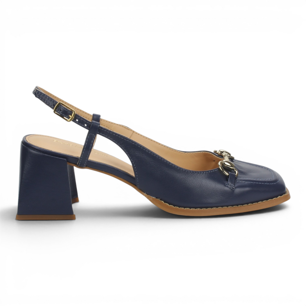 Bruno Menegatti Beth Leather Slingback Pump - Navy