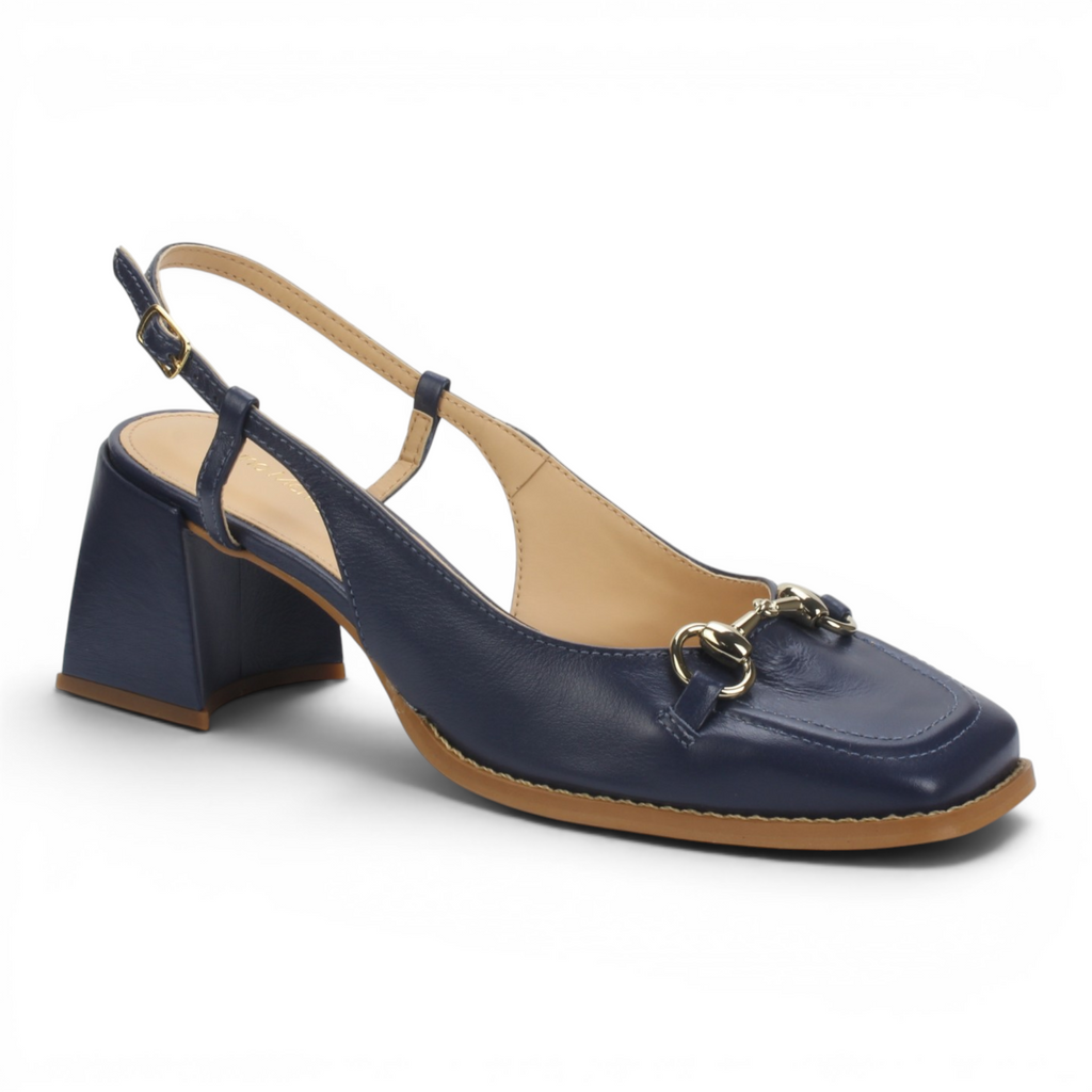 Bruno Menegatti Beth Leather Slingback Pump - Navy