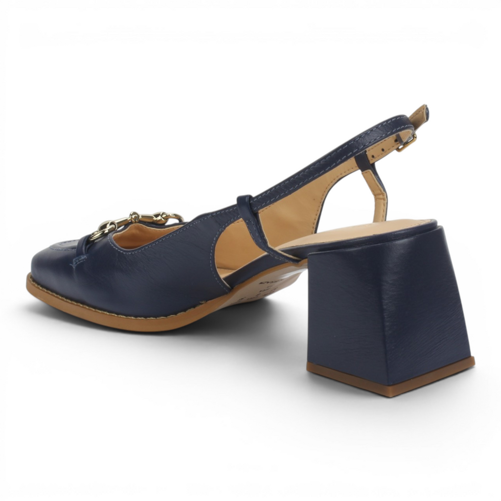 Bruno Menegatti Beth Leather Slingback Pump - Navy