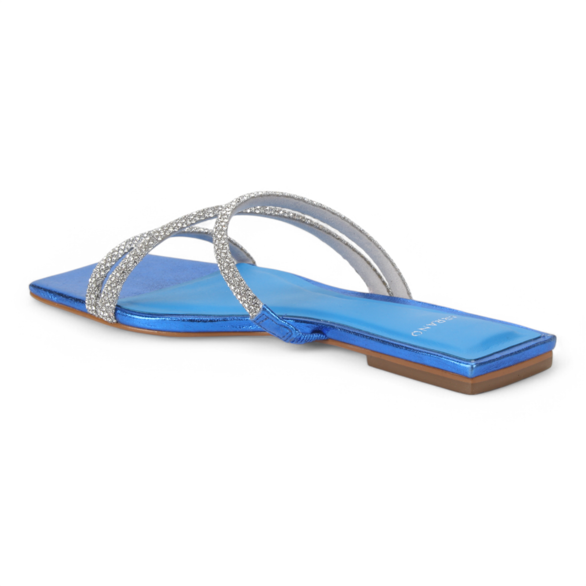 Carrano Sue Dress Flat Sandal Metallic Leather - Blue