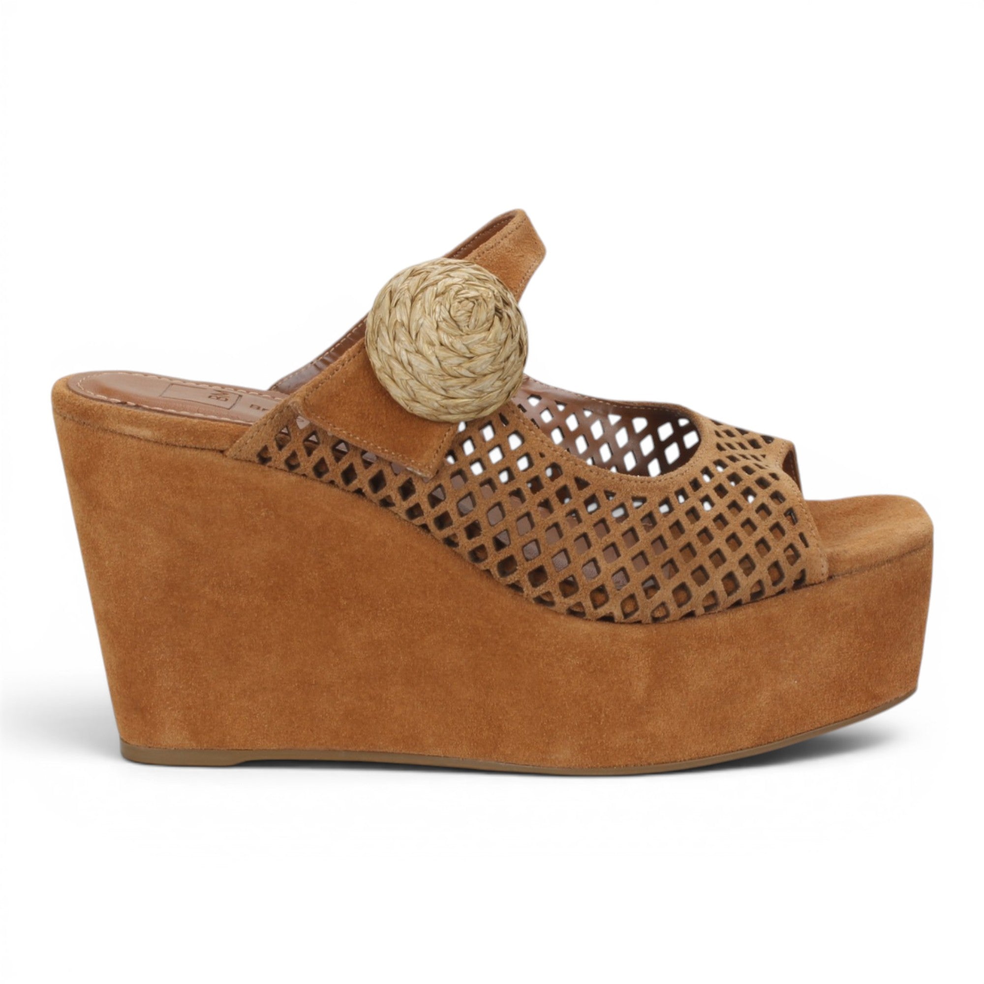 Bruno Menegatti Athina Leather Suede Wedge Sandal - Chestnut