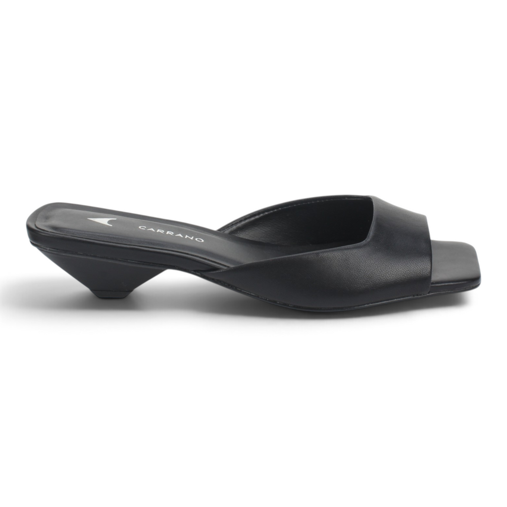Carrano Ella Low Heel Leather Sandal - Black