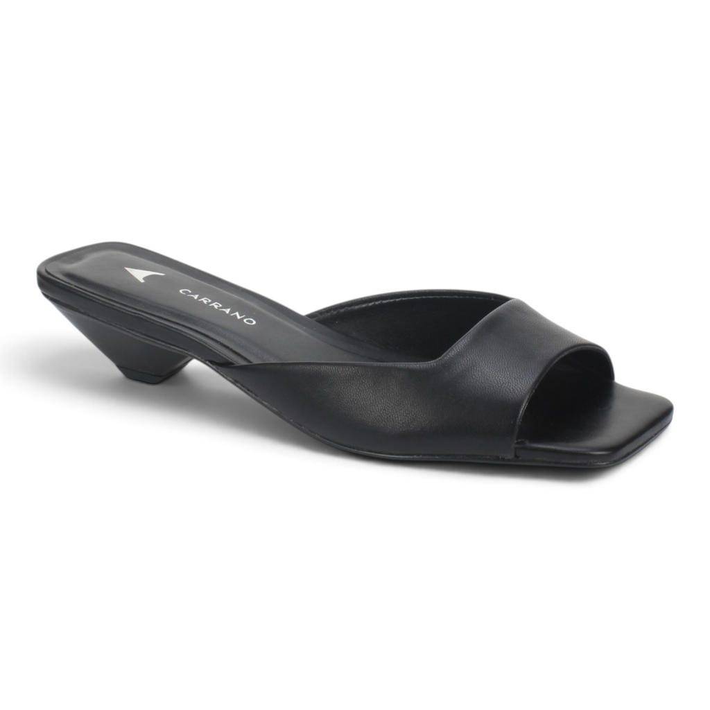 Carrano Ella Low Heel Leather Sandal - Black