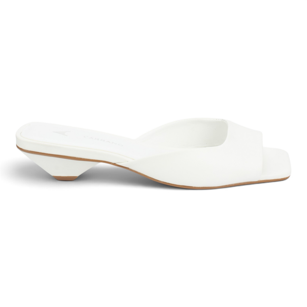 Carrano Ella Low Heel Leather Sandal - White