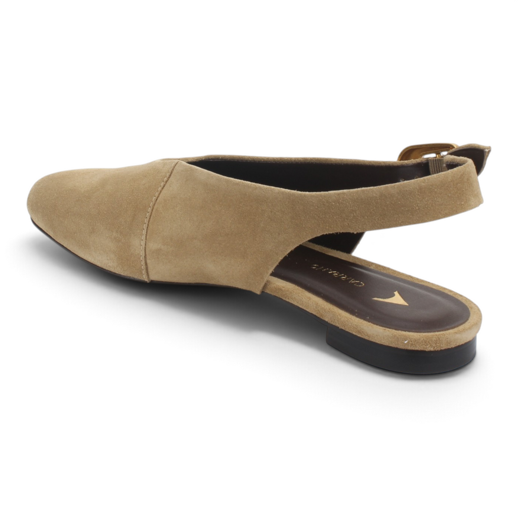 Carrano Dolce Leather Suede Slingback Flat - Almond