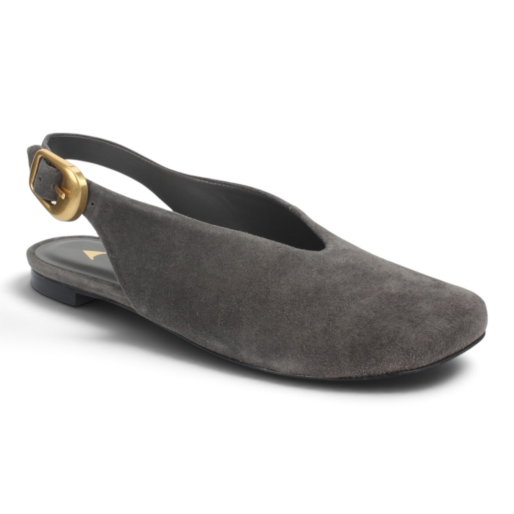 Carrano Dolce Leather Suede Slingback Flat - Graphite