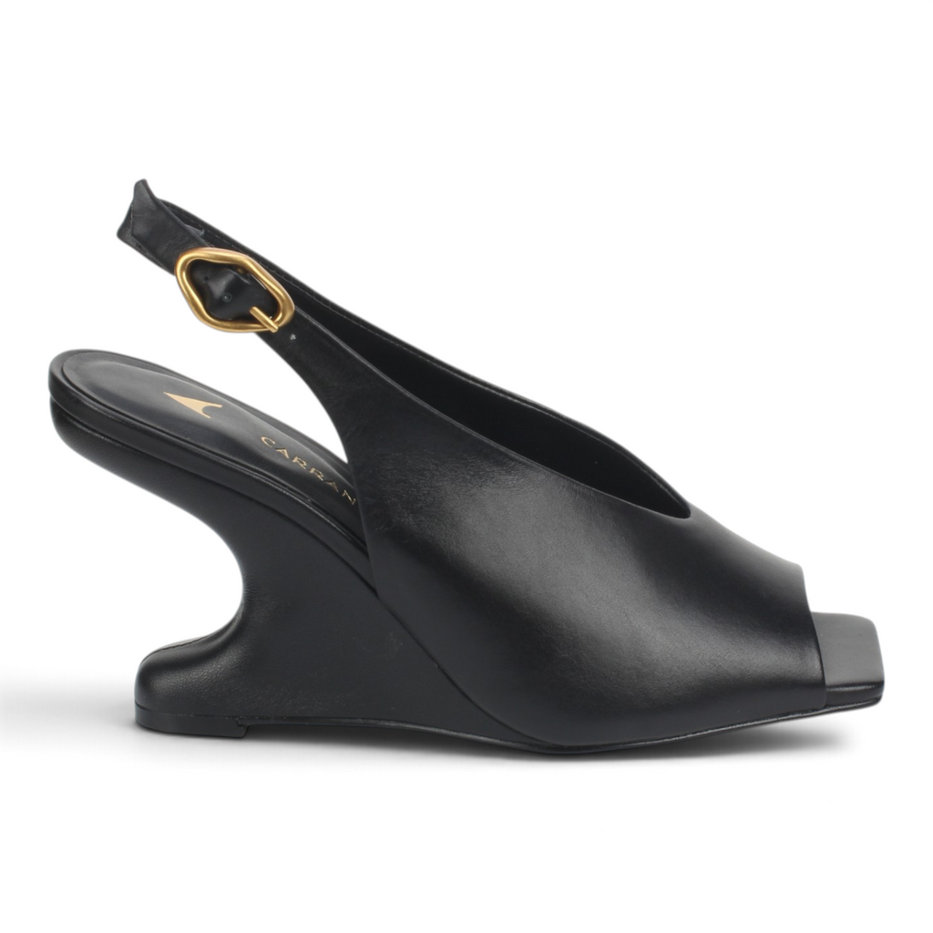 Carrano Luxe Leather Wedge Heel Sandal - Black