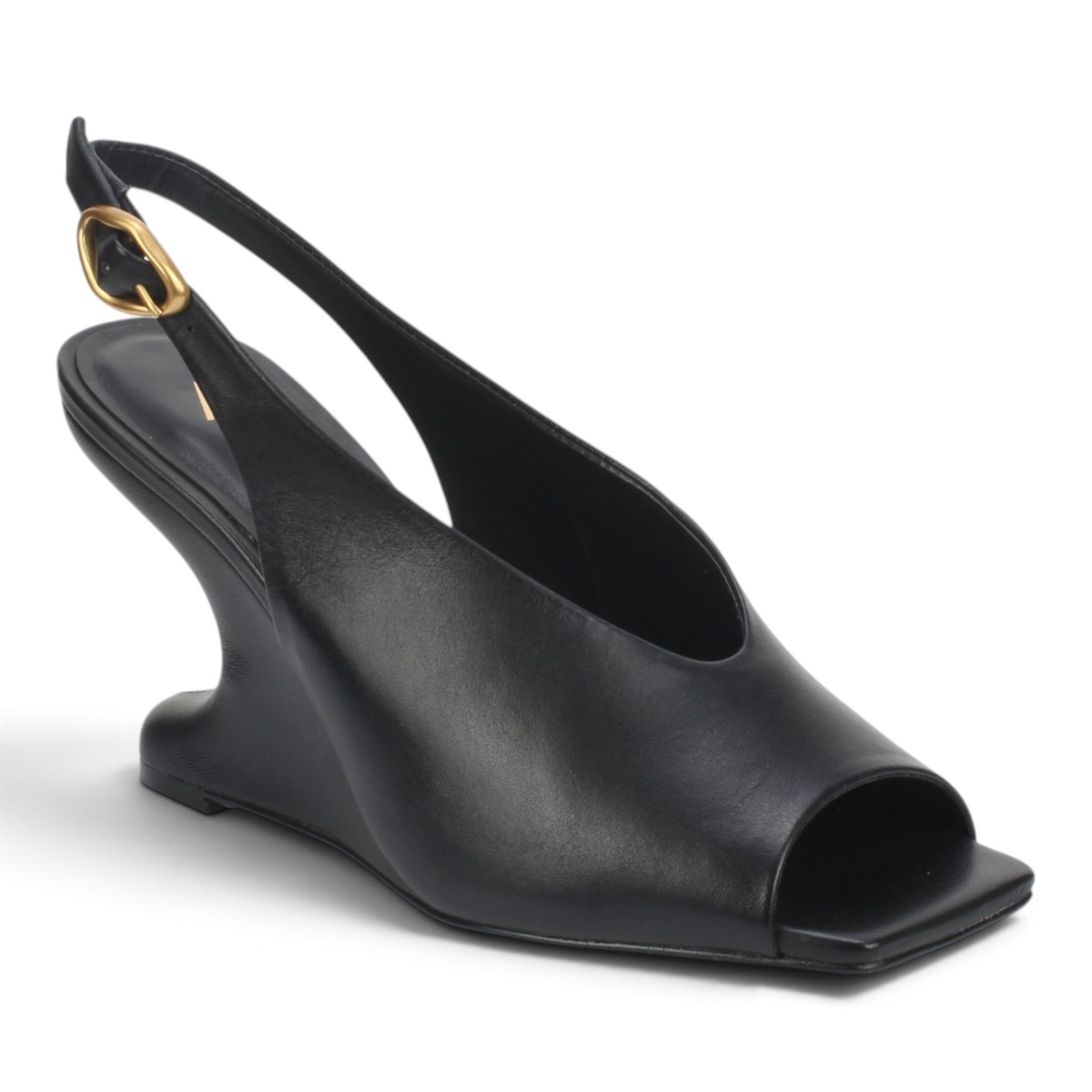 Carrano Luxe Leather Wedge Heel Sandal - Black